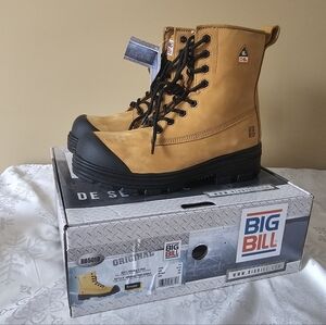 Big Bill Men's 8" Tan Leather CSA Safety Work CSA Approved  Boots NWT Sz 11